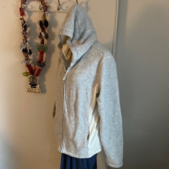 Pacer Women’s Zip Up Mixed Material Colorblock Velour and Sweatshirt Jacket - Picture 2 of 7